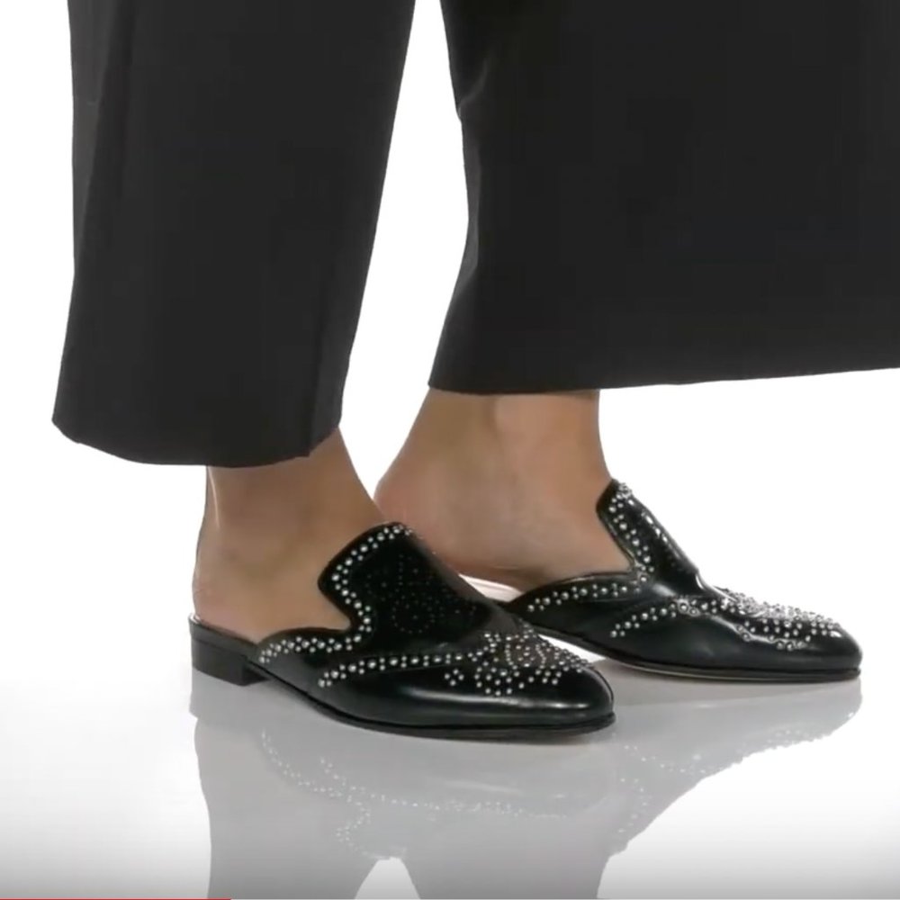 J. CREW Academy Loafer Studded Slip-On Slide Leather Mule K7913 in Black 7